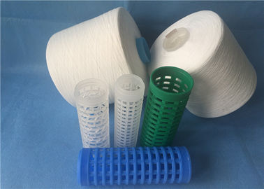 Virgin Raw White 100% Ring Spun Polyester Yarn 20/2 Plastic Dye Cone Yarn 1.25kg / Cone