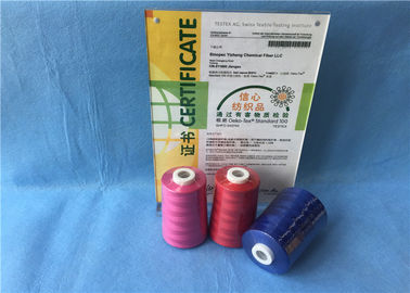 Pink /Red / Blue Polyester Sewing Thread On Plastic Dyed Cone For Textile / Garment